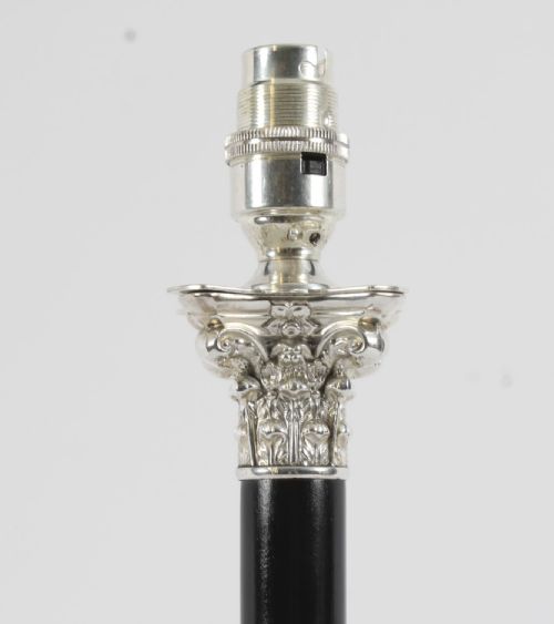fig 4. Antique Victorian Corinthian Column Silver Plated Table Lamp 19th C