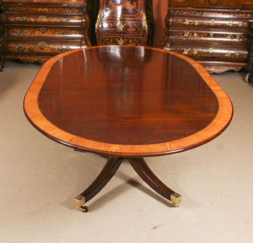 fig 1. Antique Oval Inlaid Regency Dining Table & Leaf 19th Century