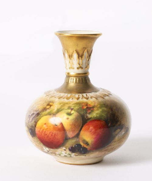 ANTIQUE PAIR MINIATURE ROYAL WORCESTER PORCELAIN VASES WILLIAM RICKETTS 1925 - ADDITIONAL PHOTO 1