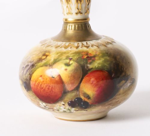 ANTIQUE PAIR MINIATURE ROYAL WORCESTER PORCELAIN VASES WILLIAM RICKETTS 1925 - ADDITIONAL PHOTO 2