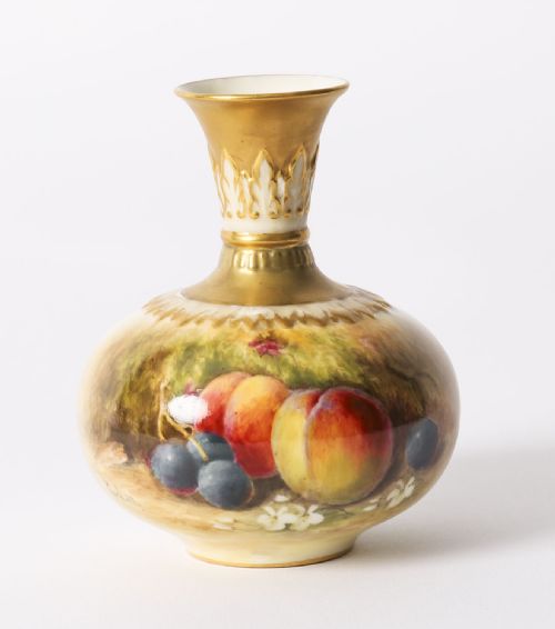 ANTIQUE PAIR MINIATURE ROYAL WORCESTER PORCELAIN VASES WILLIAM RICKETTS 1925 - ADDITIONAL PHOTO 4
