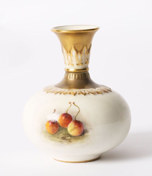 ANTIQUE PAIR MINIATURE ROYAL WORCESTER PORCELAIN VASES WILLIAM RICKETTS 1925 - ADDITIONAL PHOTO 5