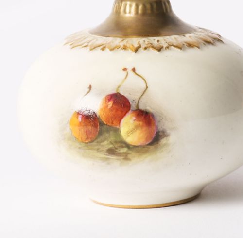 ANTIQUE PAIR MINIATURE ROYAL WORCESTER PORCELAIN VASES WILLIAM RICKETTS 1925 - ADDITIONAL PHOTO 6