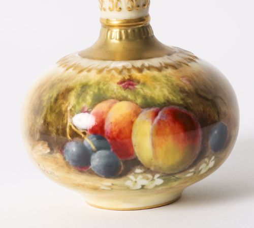 ANTIQUE PAIR MINIATURE ROYAL WORCESTER PORCELAIN VASES WILLIAM RICKETTS 1925 - ADDITIONAL PHOTO 7
