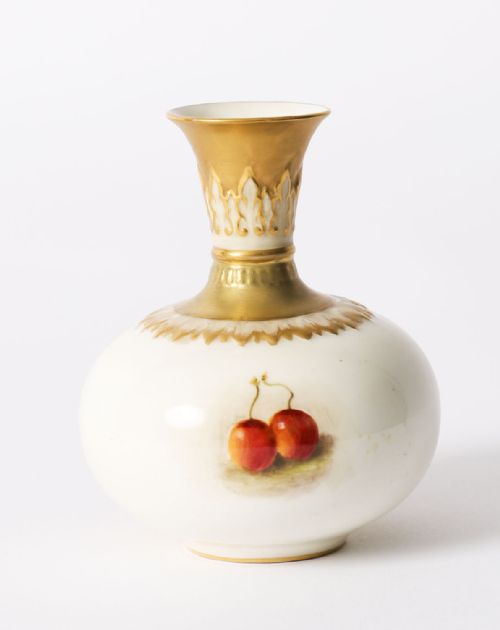ANTIQUE PAIR MINIATURE ROYAL WORCESTER PORCELAIN VASES WILLIAM RICKETTS 1925 - ADDITIONAL PHOTO 8