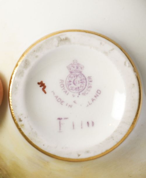 ANTIQUE PAIR MINIATURE ROYAL WORCESTER PORCELAIN VASES WILLIAM RICKETTS 1925 - ADDITIONAL PHOTO 9