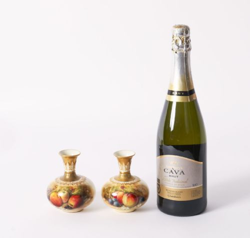 ANTIQUE PAIR MINIATURE ROYAL WORCESTER PORCELAIN VASES WILLIAM RICKETTS 1925 - ADDITIONAL PHOTO 10