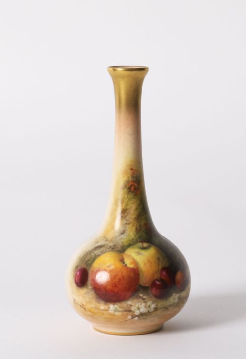 fig 1. Antique Pair Royal Worcester Miniature Porcelain Vases William Ricketts 1924