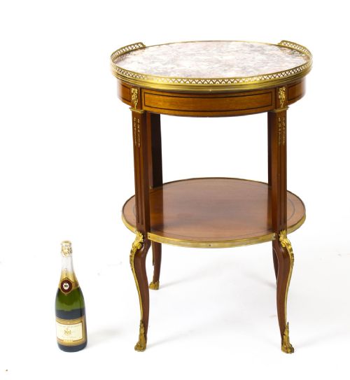 ANTIQUE FRENCH LOUIS REVIVAL MARBLE ORMOLU OCCASIONAL TABLE 19TH C - ADDITIONAL PHOTO 12