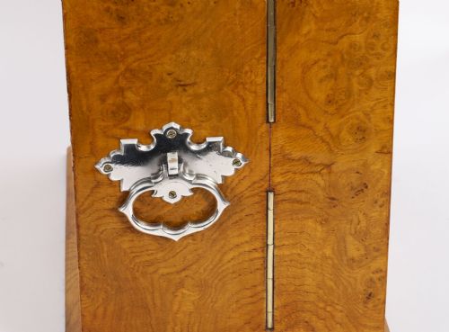 ANTIQUE POLLARD OAK THREE CRYSTAL DECANTER TANTALUS DRY BAR HUMIDOR 19TH C - ADDITIONAL PHOTO 6