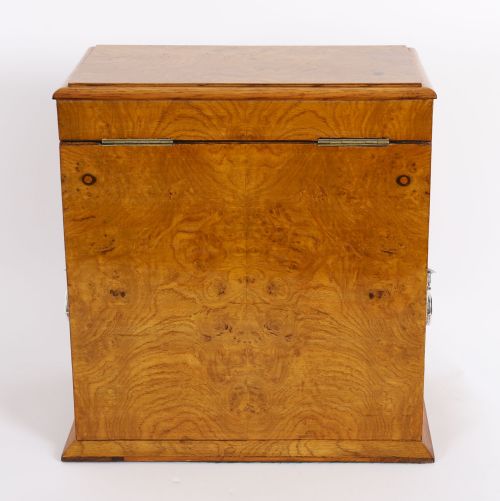 ANTIQUE POLLARD OAK THREE CRYSTAL DECANTER TANTALUS DRY BAR HUMIDOR 19TH C - ADDITIONAL PHOTO 9