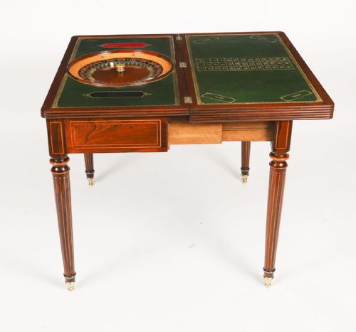 fig 4. Antique Charles X Foldover Games Card Roulette Table Circa 1810 19th C