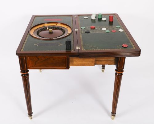 fig 5. Antique Charles X Foldover Games Card Roulette Table Circa 1810 19th C
