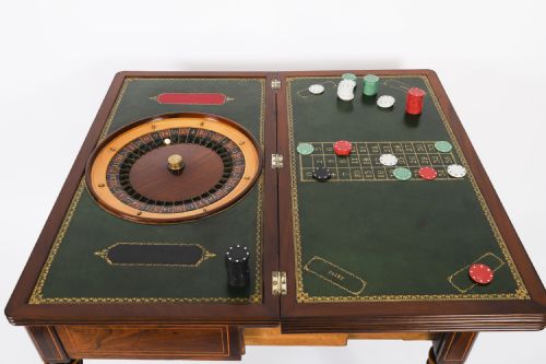 fig 6. Antique Charles X Foldover Games Card Roulette Table Circa 1810 19th C