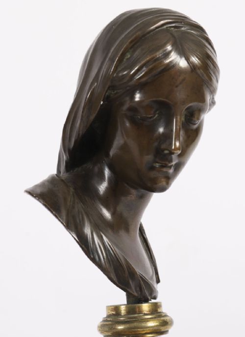 fig 2. Antique Pair Italian Bronze Busts of Dionysus and Ariadne 19th Century
