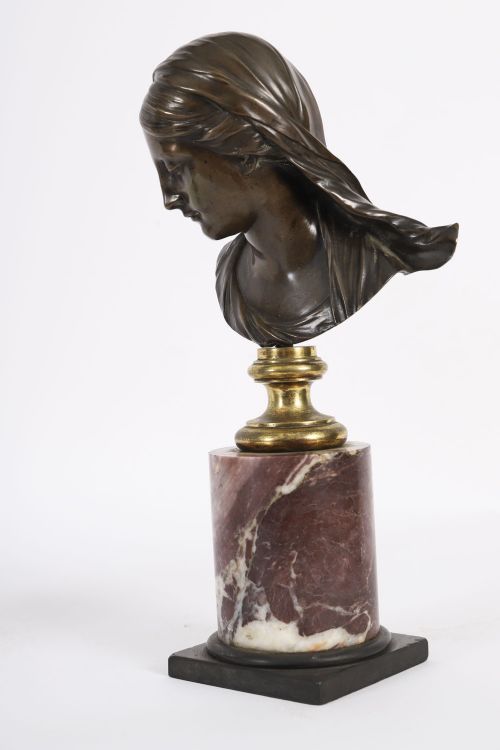 fig 4. Antique Pair Italian Bronze Busts of Dionysus and Ariadne 19th Century