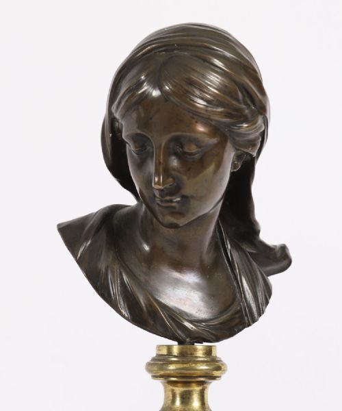 fig 5. Antique Pair Italian Bronze Busts of Dionysus and Ariadne 19th Century