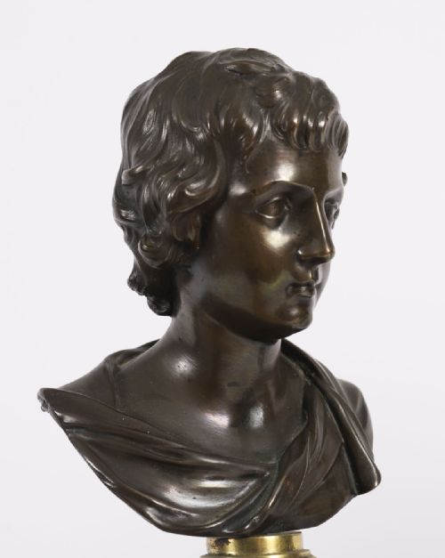 fig 7. Antique Pair Italian Bronze Busts of Dionysus and Ariadne 19th Century