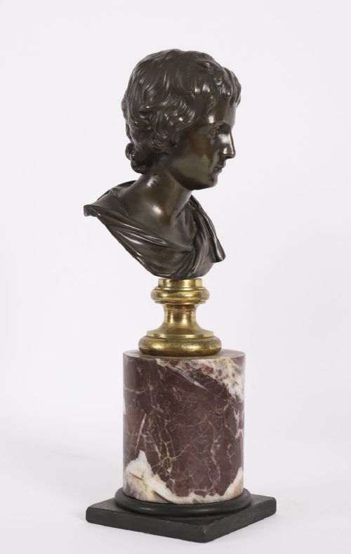 fig 8. Antique Pair Italian Bronze Busts of Dionysus and Ariadne 19th Century