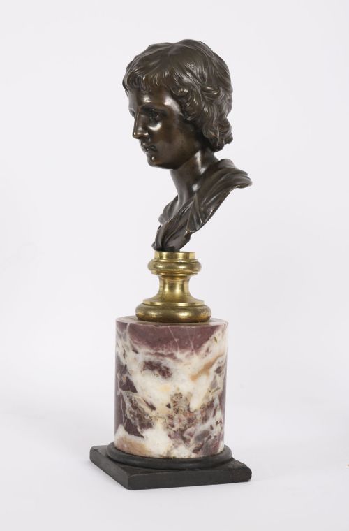 fig 9. Antique Pair Italian Bronze Busts of Dionysus and Ariadne 19th Century