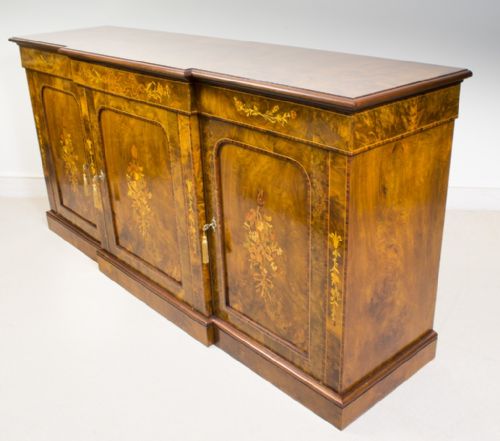 ANTIQUE BURR WALNUT MARQUETRY 3 DOOR SIDEBOARD EARLY 20TH CENTURY - ADDITIONAL PHOTO 3