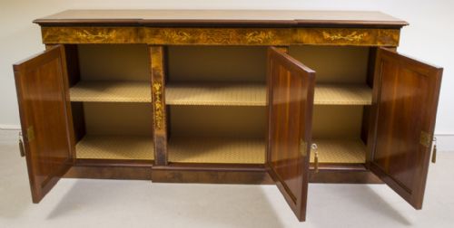 ANTIQUE BURR WALNUT MARQUETRY 3 DOOR SIDEBOARD EARLY 20TH CENTURY - ADDITIONAL PHOTO 5