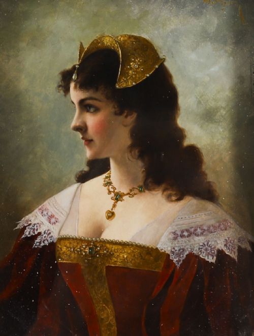fig 1. Antique Oil on Canvas Portrait Painting by Moritz Stifter Late 19th C