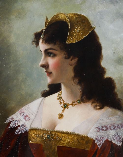 fig 2. Antique Oil on Canvas Portrait Painting by Moritz Stifter Late 19th C