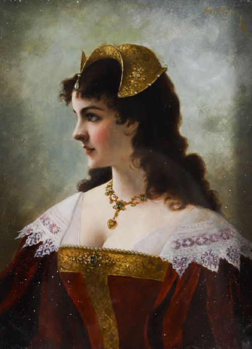 fig 3. Antique Oil on Canvas Portrait Painting by Moritz Stifter Late 19th C
