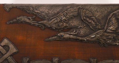 fig 3. Antique Art & Crafts Cedar Wood Pewter Box / Casket 19th Century