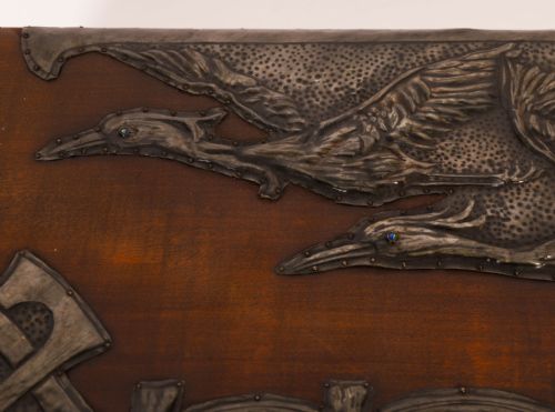fig 4. Antique Art & Crafts Cedar Wood Pewter Box / Casket 19th Century