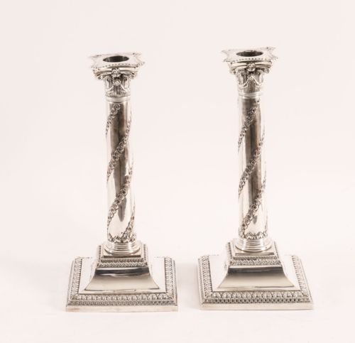 ANTIQUE PAIR OLD SHEFFIELD SILVER PLATED CANDLESTICKS CIRCA 1775 18TH C - ADDITIONAL PHOTO 1