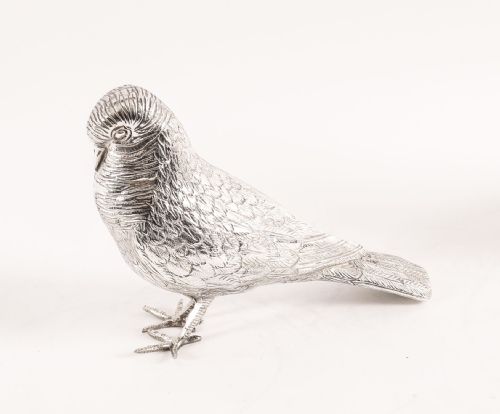 fig 1. Antique Pair of Silver Plate Bronze Table Doves Circa1900