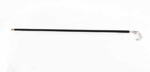 fig 1. Antique French Art Nouveau Silver Handled Walking Stick 19thC 90cm 35.5 inches