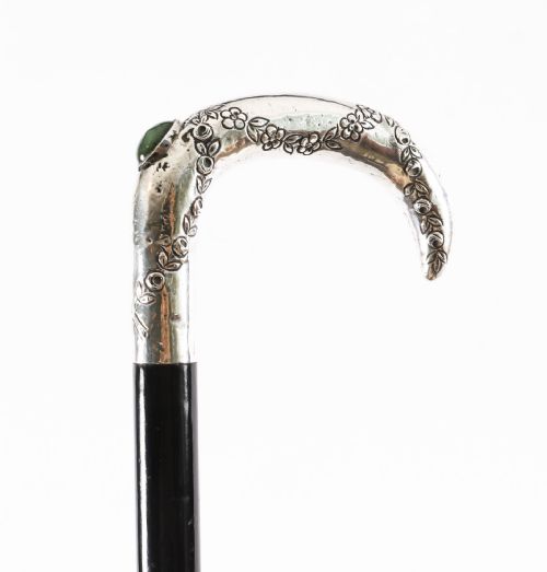 fig 2. Antique French Art Nouveau Silver Handled Walking Stick 19thC 90cm 35.5 inches