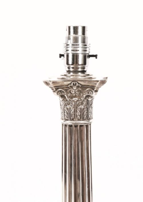 ANTIQUE STERLING SILVER CORINTHIAN COLUMN TABLE LAMP GOLDSMITHS 1899 19TH C - ADDITIONAL PHOTO 5
