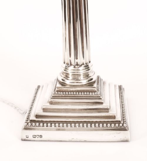 ANTIQUE STERLING SILVER CORINTHIAN COLUMN TABLE LAMP GOLDSMITHS 1899 19TH C - ADDITIONAL PHOTO 6