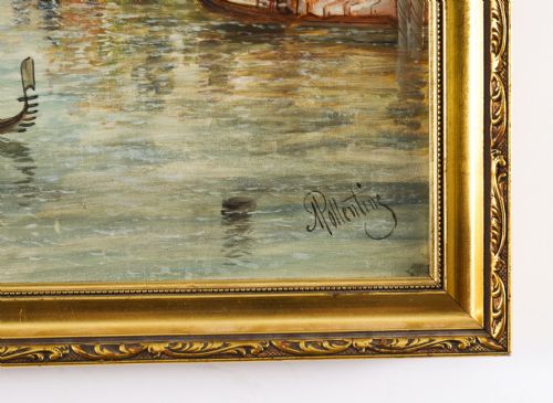 ANTIQUE PAINTING LA DOGANA VENICE ALFRED POLLENTINE 19TH CENTURY - ADDITIONAL PHOTO 6