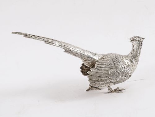 fig 2. Antique Pair Sterling Silver Pheasants Edward Barnard & Sons London 1893 19th C