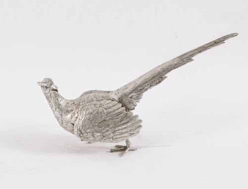 fig 5. Antique Pair Sterling Silver Pheasants Edward Barnard & Sons London 1893 19th C