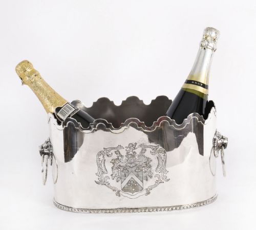 fig 1. Antique Edwardian Silver Plate Wine Cooler Circa 1910