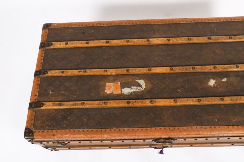 ANTIQUE AUX ETATS UNIS OF PARIS STEAMER TRUNK LUGGAGE CIRCA 1920 - ADDITIONAL PHOTO 11