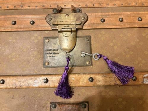 ANTIQUE AUX ETATS UNIS OF PARIS STEAMER TRUNK LUGGAGE CIRCA 1920 - ADDITIONAL PHOTO 12