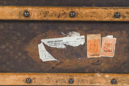 ANTIQUE AUX ETATS UNIS OF PARIS STEAMER TRUNK LUGGAGE CIRCA 1920 - ADDITIONAL PHOTO 13