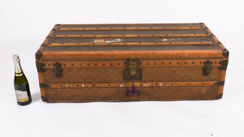 ANTIQUE AUX ETATS UNIS OF PARIS STEAMER TRUNK LUGGAGE CIRCA 1920 - ADDITIONAL PHOTO 18