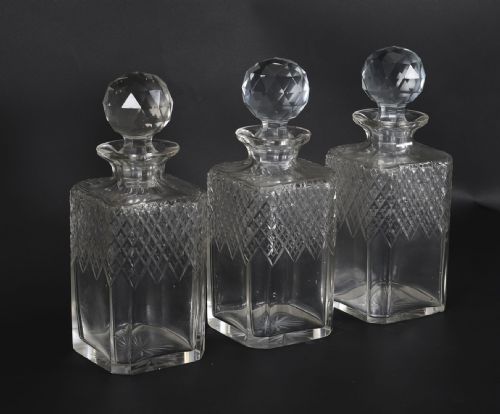 ANTIQUE INLAID WALNUT THREE CUT CRYSTAL DECANTER TANTALUS C1870 19TH C - ADDITIONAL PHOTO 11