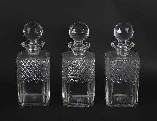 ANTIQUE INLAID WALNUT THREE CUT CRYSTAL DECANTER TANTALUS C1870 19TH C - ADDITIONAL PHOTO 12