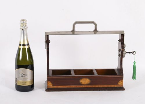 ANTIQUE INLAID WALNUT THREE CUT CRYSTAL DECANTER TANTALUS C1870 19TH C - ADDITIONAL PHOTO 18