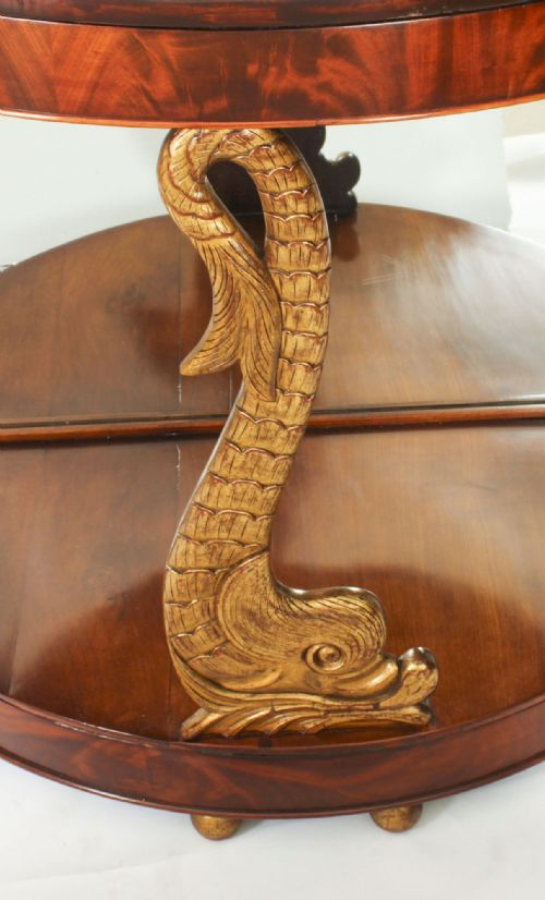ANTIQUE ITALIAN FLAME MAHOGANY GILTWOOD DOLPHIN CONSOLE TABLE 19TH C - ADDITIONAL PHOTO 5