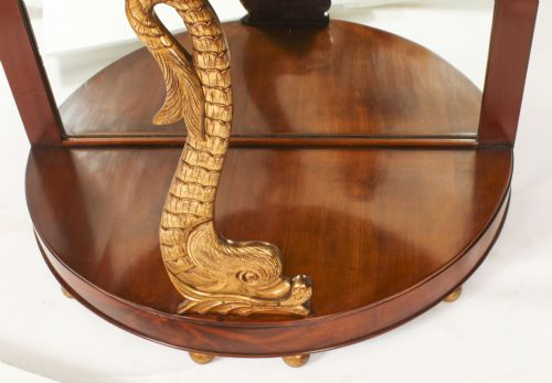 ANTIQUE ITALIAN FLAME MAHOGANY GILTWOOD DOLPHIN CONSOLE TABLE 19TH C - ADDITIONAL PHOTO 6